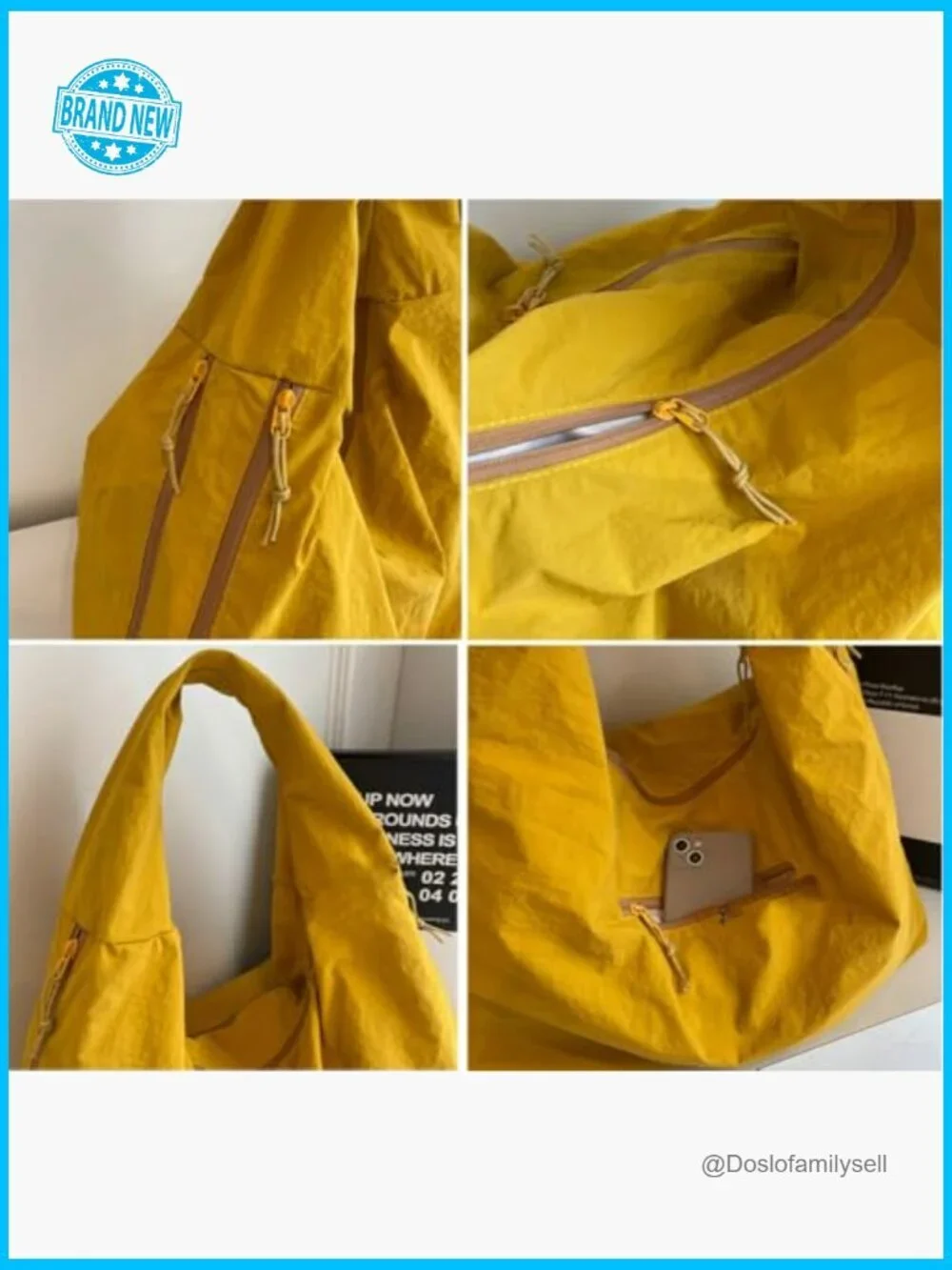 Slouchy Nylon Hobo Bag Crescent Crossbody Tote Travel Beach Purse Trendy
